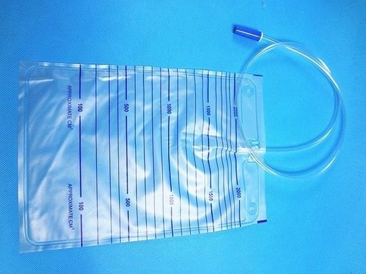 Produtos médicos descartáveis Saco de urina 2000 ml com parafuso, empurrão, válvula transversal