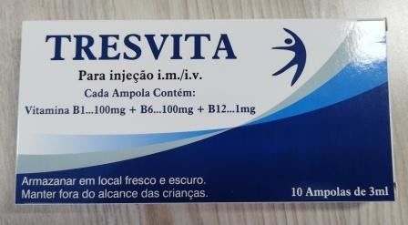 Trivitamina B Injecção 3 ml Vitaminas Medicamentos BP / USP 10 Ampolas / caixa
