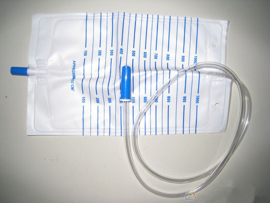 Produtos médicos descartáveis Saco de urina 2000 ml com parafuso, empurrão, válvula transversal
