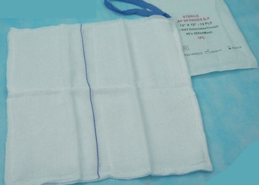 Esfregão abdominal de gaze estéril descartável com curativo médico de raios-X