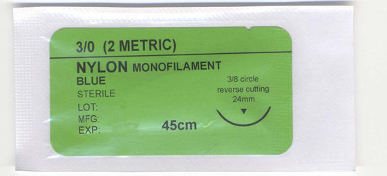 Agulha de sutura cirúrgica de polipropileno de nylon monofilamento não absorvível 75cm